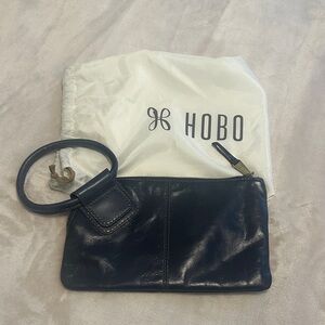 HOBO Navy Leather Ring Wristlet Clutch